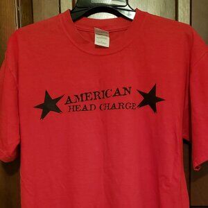 Gildan unisex t-shirt American Head Charge; pre-owned; red; "dirty"; size M
